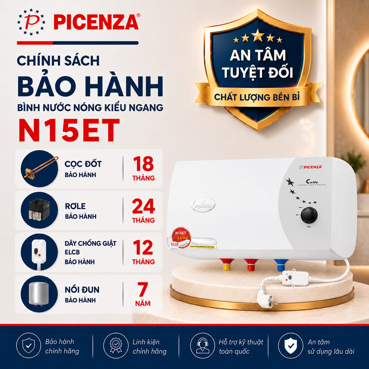 Bình nước nóng kiểu ngang N15ET - ảnh 3