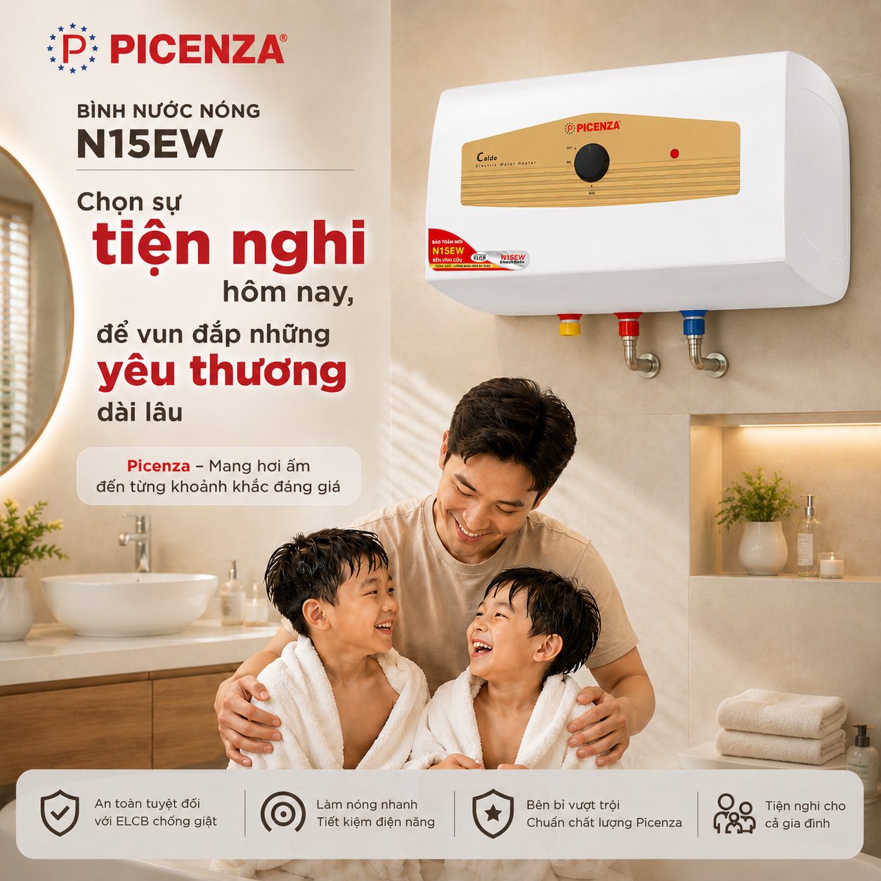 Bình nước nóng kiểu ngang N15EW - ảnh 4