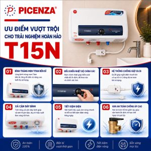 Bình nước nóng kiểu ngang T15N - ảnh 2