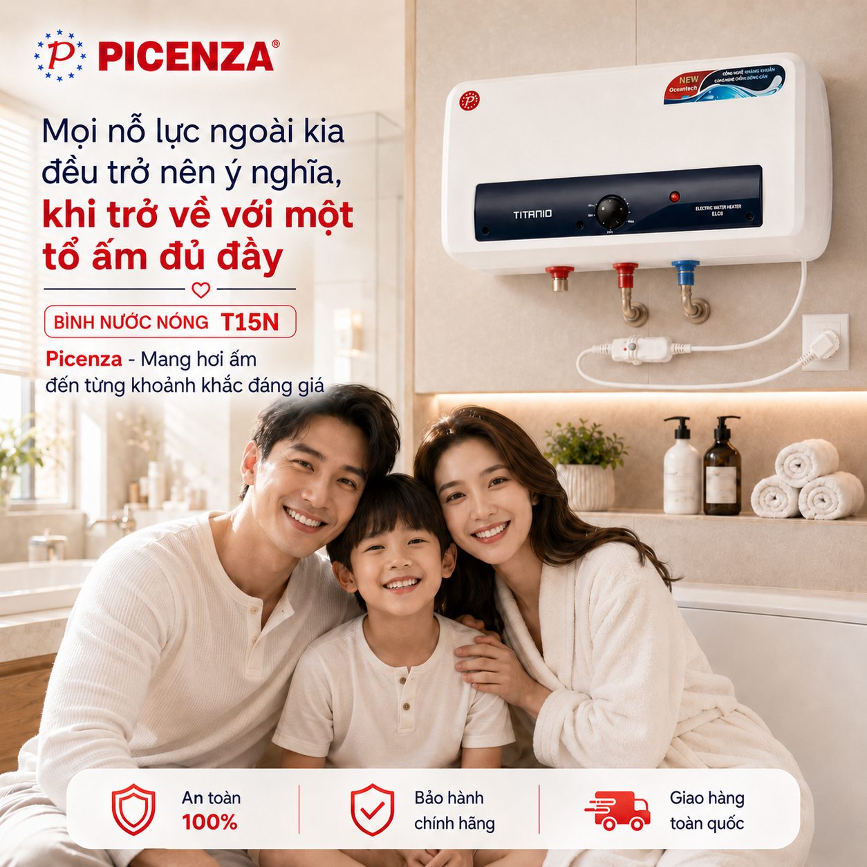 Bình nước nóng kiểu ngang T15N - ảnh 4