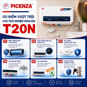 Bình nước nóng kiểu ngang T20N - ảnh 2