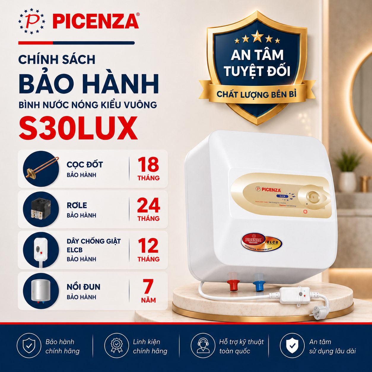 Bình nước nóng kiểu vuông S30LUX - ảnh 3