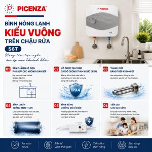 Bình nước nóng kiểu vuông S6T (trên chậu rửa) - ảnh 2