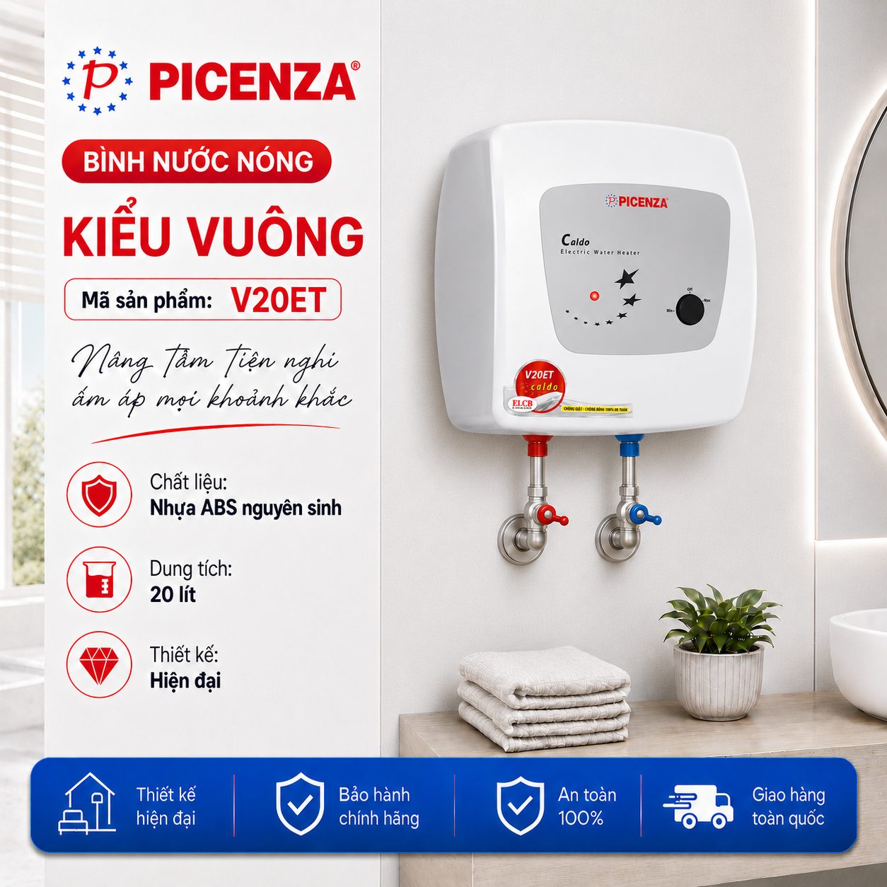 Bình nước nóng kiểu vuông V20ET - ảnh 1