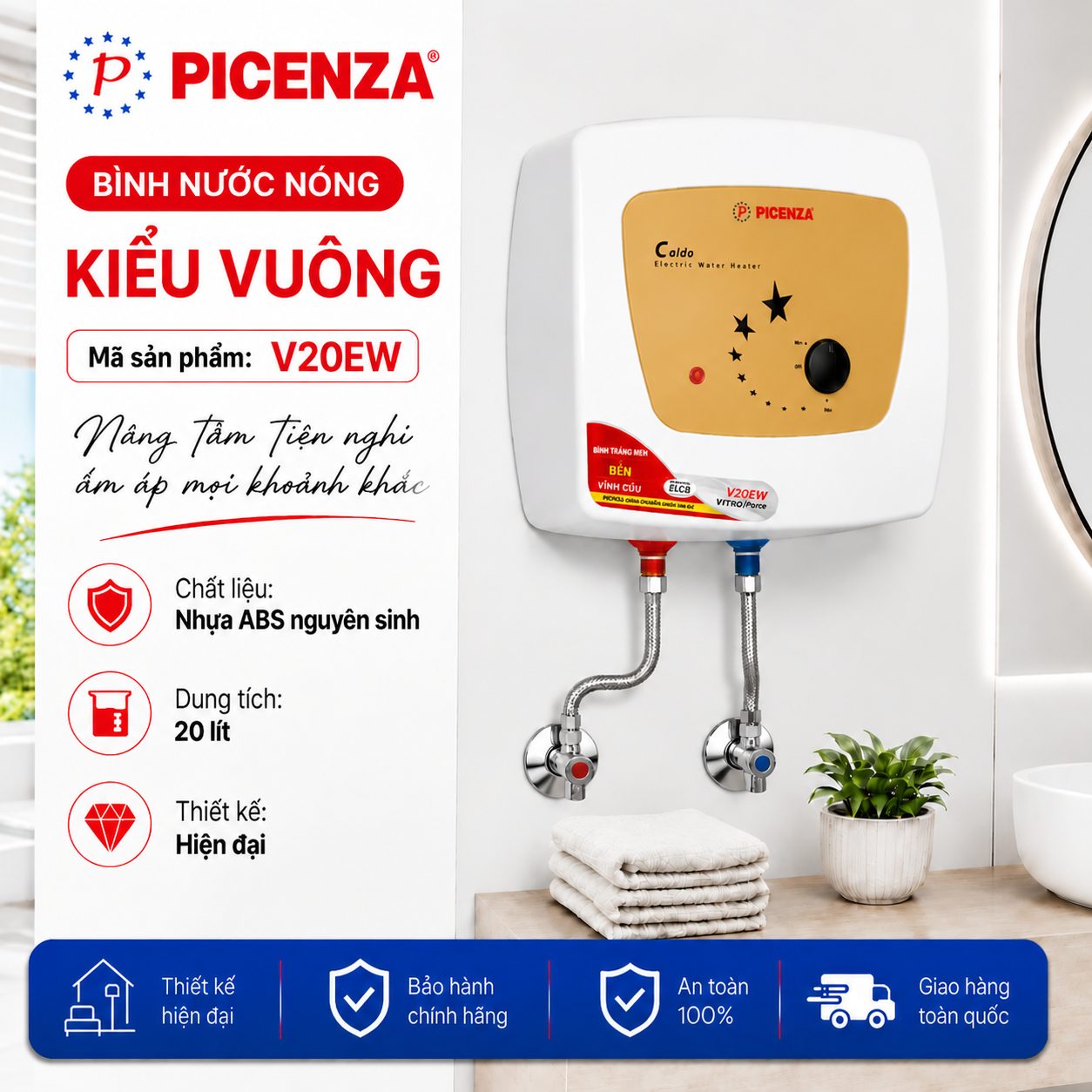 Bình nước nóng kiểu vuông V20EW - ảnh 1