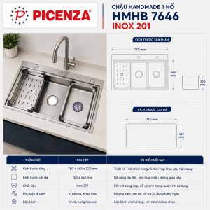 Chậu Handmade 1 hố HMHB 7646 - ảnh 2