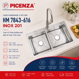 Chậu Handmade 2 hố cân HM 7843-616 - ảnh 1