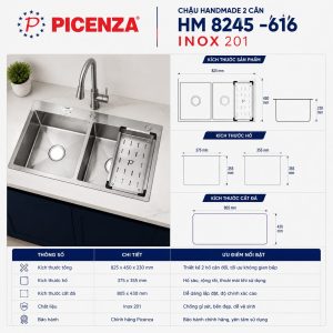 Chậu Handmade 2 hố cân HM 8245 -616 - ảnh 2