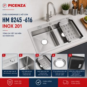 Chậu Handmade 2 hố cân HM 8245 -616 - ảnh 3
