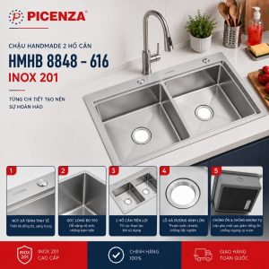 Chậu Handmade 2 hố cân HMHB 8848 – 616 - ảnh 3