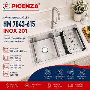 Chậu Handmade 2 hố lệch HM 7843-615 - ảnh 1