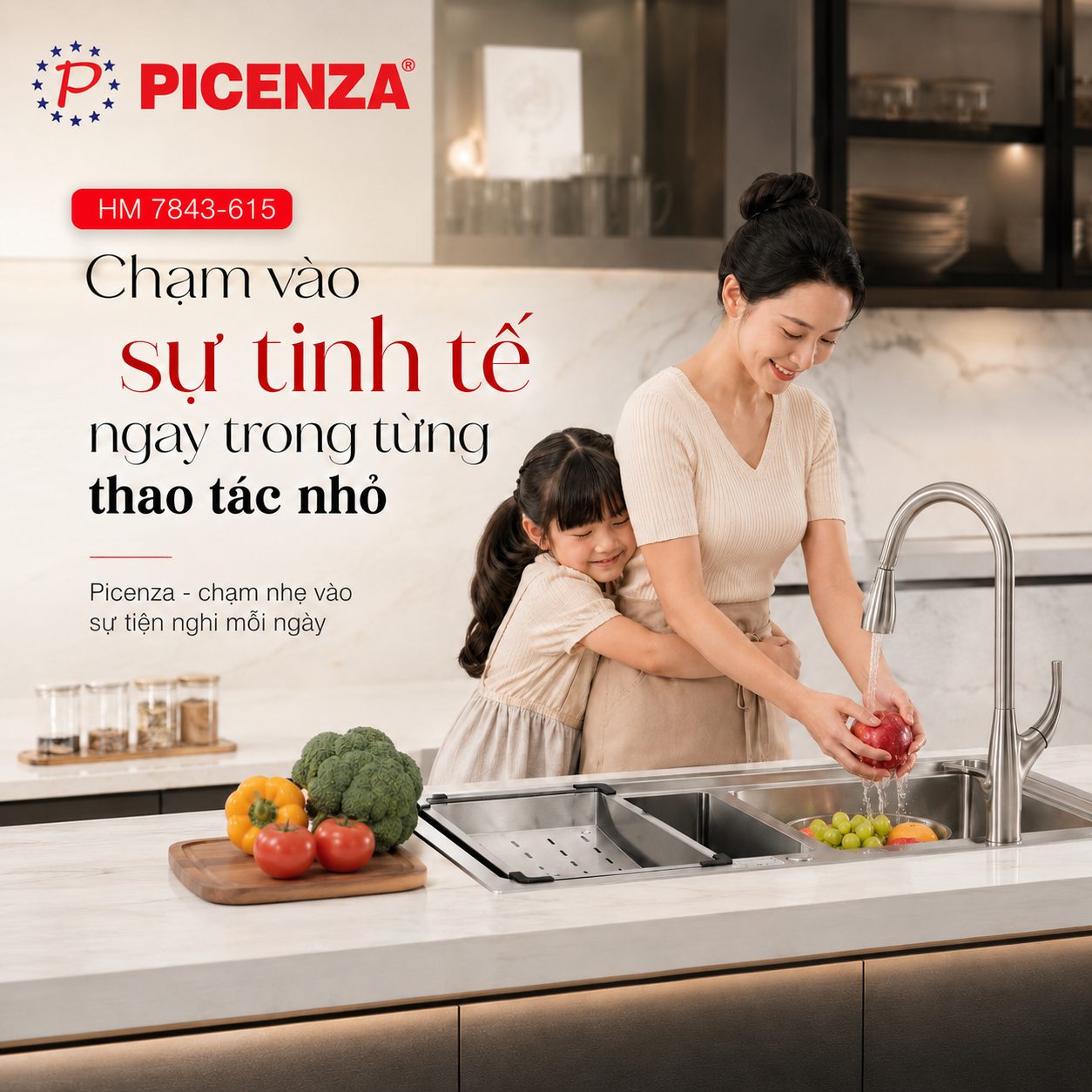 Chậu Handmade 2 hố lệch HM 7843-615 inox 304 - ảnh 4