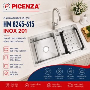 Chậu Handmade 2 hố lệch HM 8245 – 615 - ảnh 1
