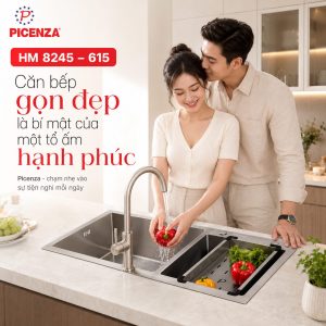 Chậu Handmade 2 hố lệch HM 8245 – 615 inox 304 - ảnh 4
