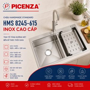 Chậu Handmade Standard inox cao cấp HMS 8245 – 615 - ảnh 1