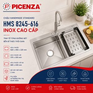 Chậu Handmade Standard inox cao cấp HMS 8245 – 616 - ảnh 1