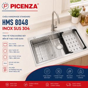 Chậu Handmade Standard inox SUS 304 HMS 8048 - ảnh 1