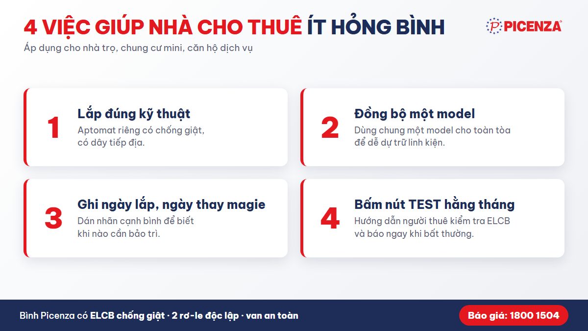 4 việc giúp nhà cho thuê ít hỏng bình nóng lạnh